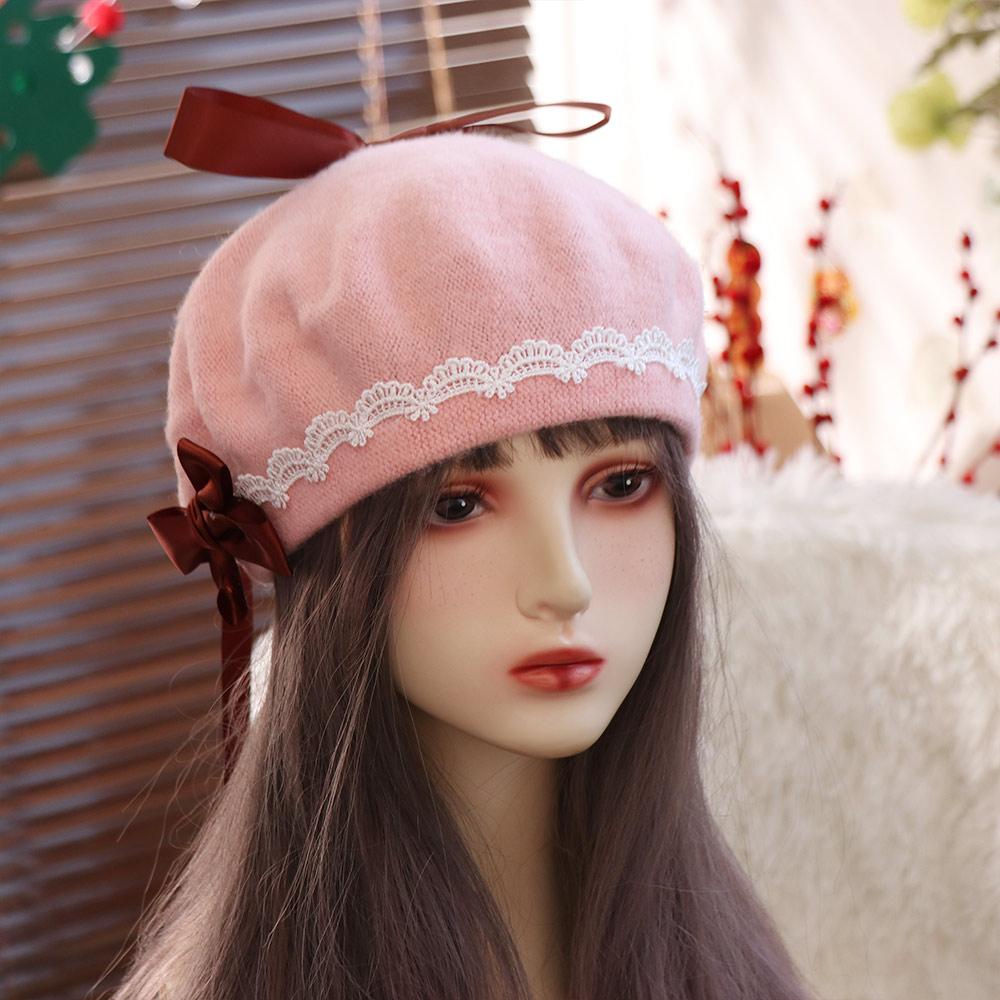 Sweet Lolita Beret Warm Beanie Cap Decorate Painter Hat Women Headdress