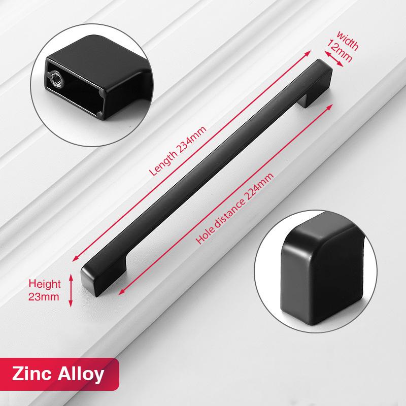 NAIERDI Black Cabinet Handles Long Furniture Handle American Style Kitchen Cupboard Pulls Drawer Knobs Hardware