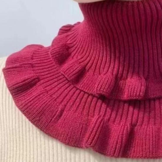 Women Fake Collar Double-Layered Ruffle Trim Autumn Winter False Collar Solid Color Detachable Collar Shirt Accessory