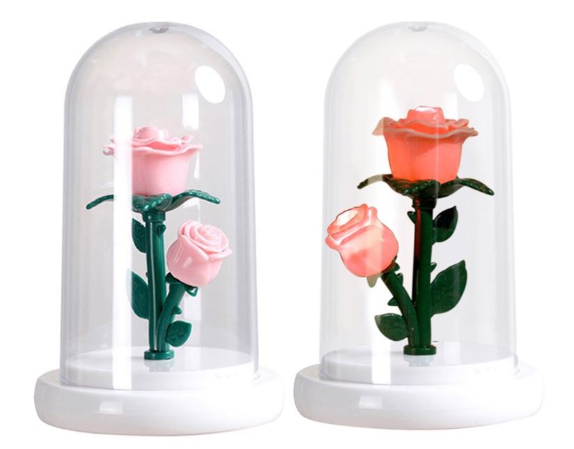 Led Lamp Rose In Glass 18X11 Decoration Gift Valentine' Day