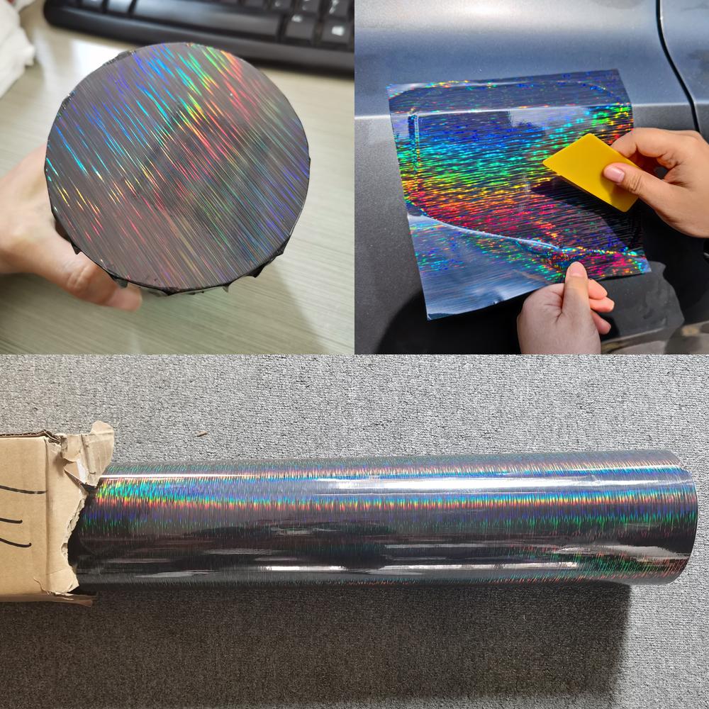 10mX1.52m Neo Chrome Holographic Brushed Vinyl Car Wrap Covering Film Laser Stickers Car Interior Styling Whole Body Wrap Decals