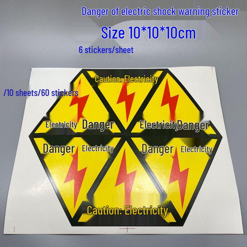 PVC Outdoor Triangular Warning Sticker: Caution! Risk of Electric Shock