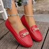 Large Size Flat-soled Doudou Shoes Women's New Metal Buckle Soft-soled Soft-soled Flat-soled Women's Shoes