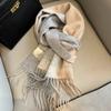 Winter Fashion British Pure Wool Scarf Women's Warm Long Thickened Fringed Scarf Couple Shawl Versatile