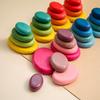 Baby Wooden Rainbow Stacked Stone Building Block Montessori Creative Balanced Toys Nordic Style Stacking Game For Kid