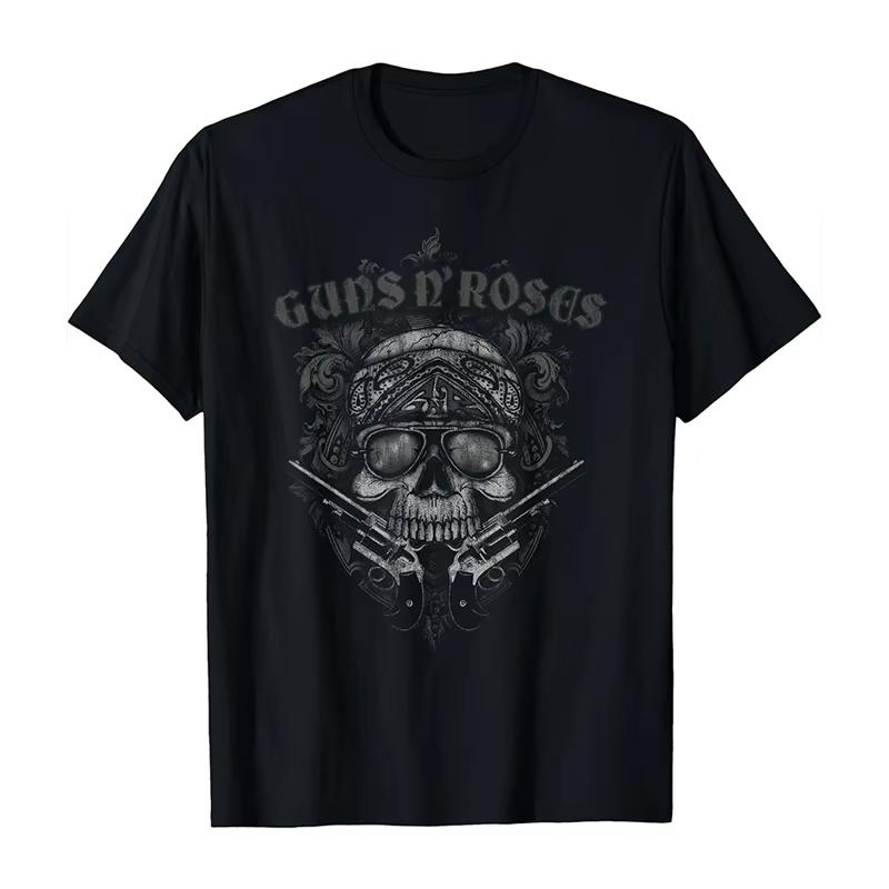 2025 Новые Guns N 'Roses Рок Панк Американский Оверсайз Хай Стрит Мужская и Женская Летняя Хлопковая Американская Удобная Футболка