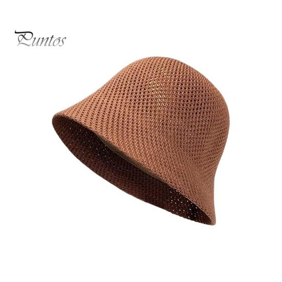 Women Lesure Fisherman Hat Hollow Out Good Breathability Thin Solid Color Anti-UV Sun Protection Foldable Panama Hat Summer Outdoor Bucket Hat