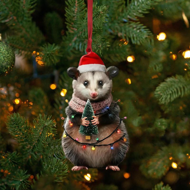 Fun Car Pendant Hanging Ornament Realistic Animal Upside-Down Opossum Rearview Mirror Hanging Decor Accessories