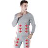 2Pcs/Set Men Warm Suit O-Neck Long Sleeve Tops Elastic Waist Long Pants Set Solid Color Plush Lining Pajamas Set