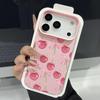 Чехол со Стразами и Узором из Вишневых Ягод и Бантов Для iPhone 17 Pro Max Мягкий Силиконовый Чехол с Текстурой Кожи Для iPhone 16 15 14 13 Pro 12 11 16E Air