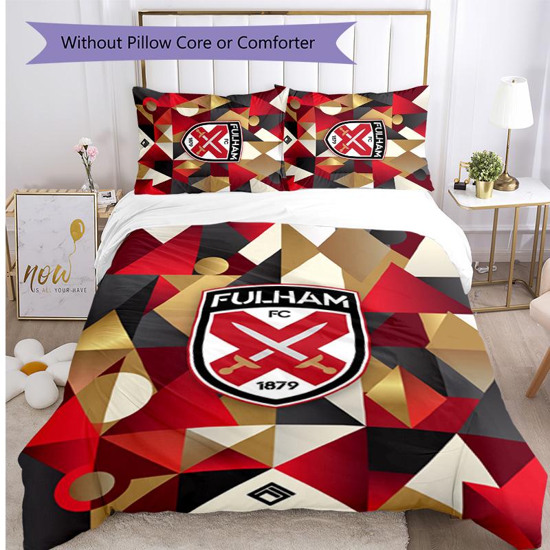 Fulham Football Printed 3 Pieces Bedding Set, Comfortable Skin Friendly Bedroom Duvet Cover Set