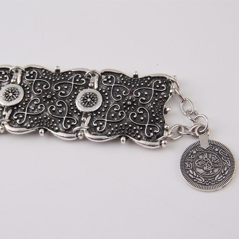 Модный Цыганский Браслет Хиппи Бохо Поп Античная Серебряная Монета Коренастый Племенной Браслет