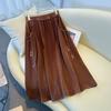 Dimanaf 2025 New Autumn Plus Size Long Women A-Line Skirts Elastic Waist Oversize Elegant High Waist Skirts Solid
