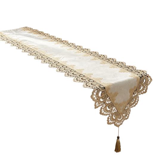 Lace Table Runner with Tassels, Vintage Lace Dining Table Runner, Coffee Table Runners, Waterproof Oil-Proof Exquisite Table Runner for Dining