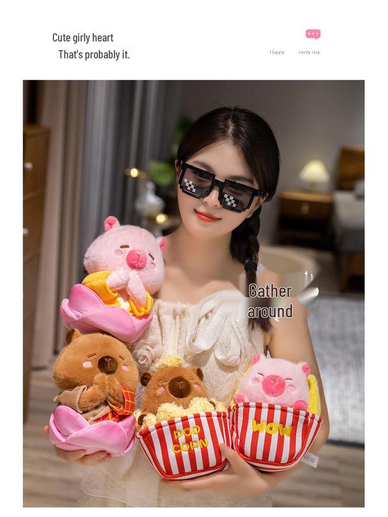 Плюшевая подушка Капибара для медитации Лотос - Милая буддийская игрушка в подарок для офисных работников