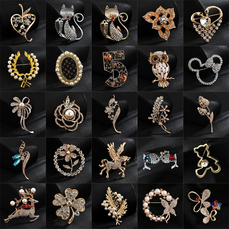 Brooch High-End Sense Niche Light Luxury Suit Bow Rhinestone Corsage High-End Alloy Creative Clothing Accessories