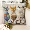 Colorful Three Cats Pillow Cover Boho Print Cushion Case Whimsical Cat Trio Cat Lover Sofa Living Room Gift