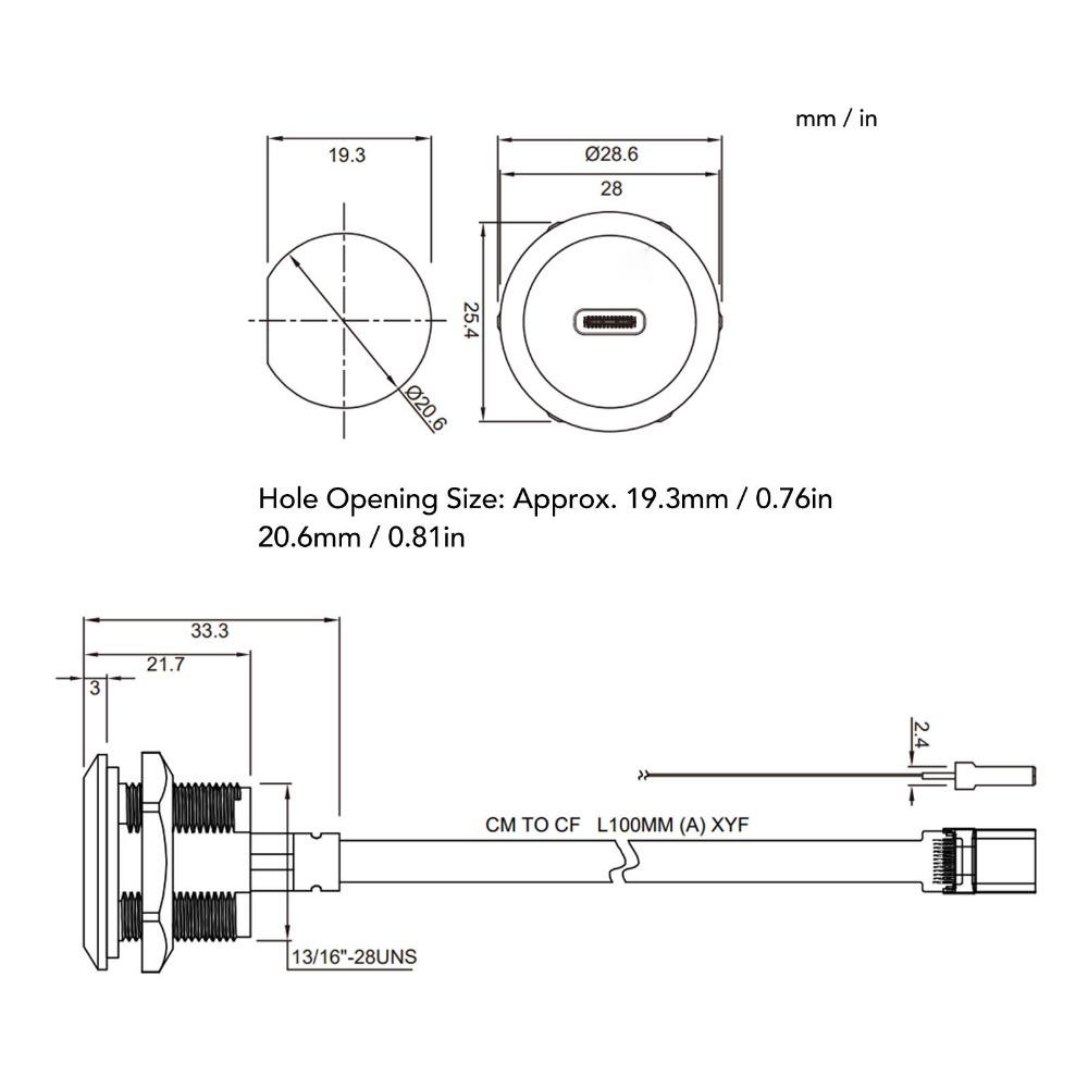 IP67 Waterproof Type C 3.1 Panel Mount Connector FPC Cable Connector  Industrial Automation