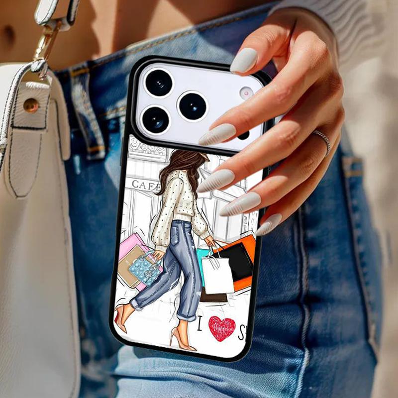 Кейс для телефона Harrods shopping girl Для iPhone 17 Air 14 15 13 12 Max Чехол Для Apple 14 15 16 16e 11 Pro Max Plus