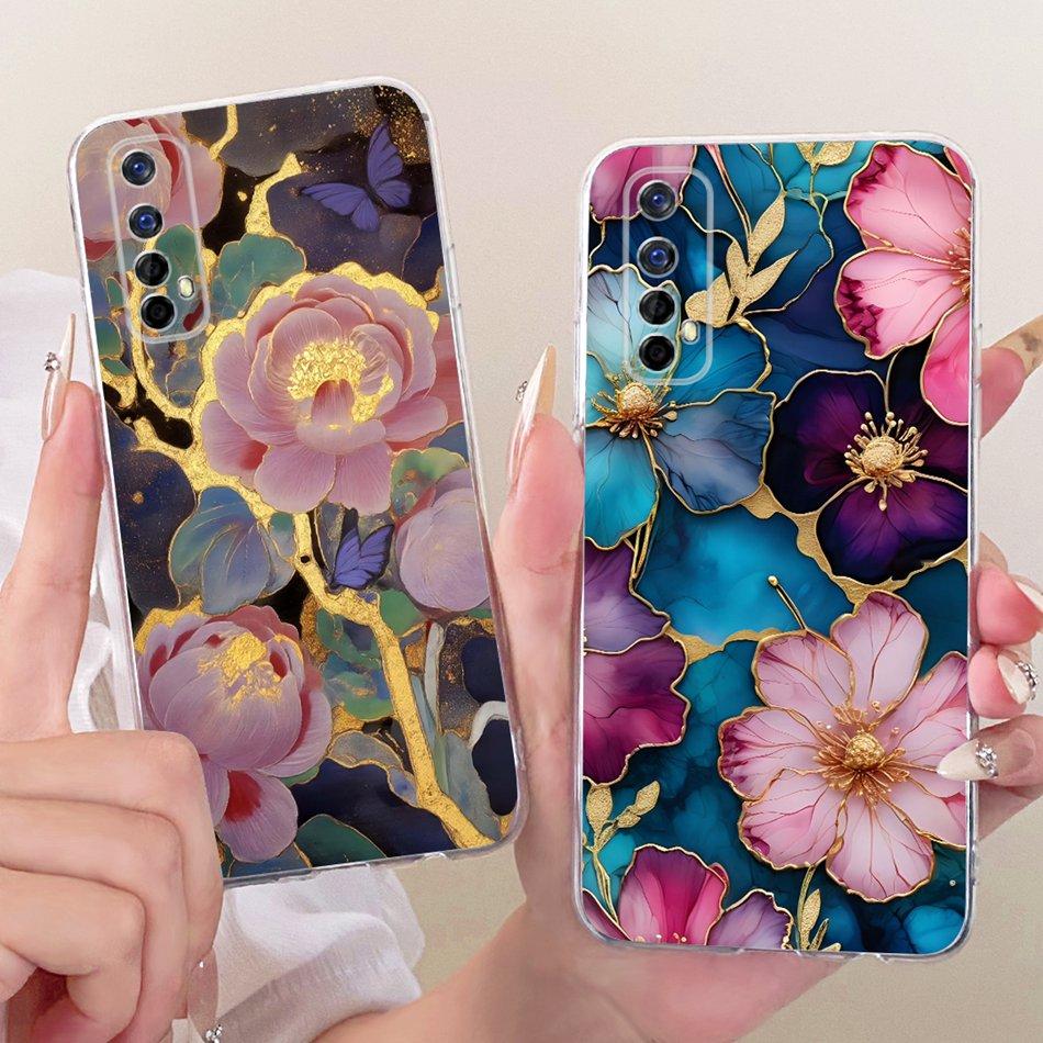 For Realme 7 RMX2151 / 7 Pro RMX2170 Cute Flower Butterfly Cat Painted Case For Realme7 RMX2155 Soft Silicone TPU Phone Cases
