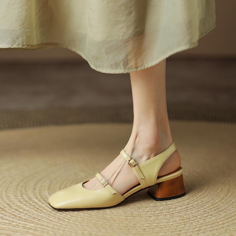 2024 Лето Новые Женские Босоножки На Высоком Каблуке Модные Туфли На Толстом Каблуке Вечерние Повседневные Туфли Из Натуральной Кожи Женская Обувь Сандалии Женские