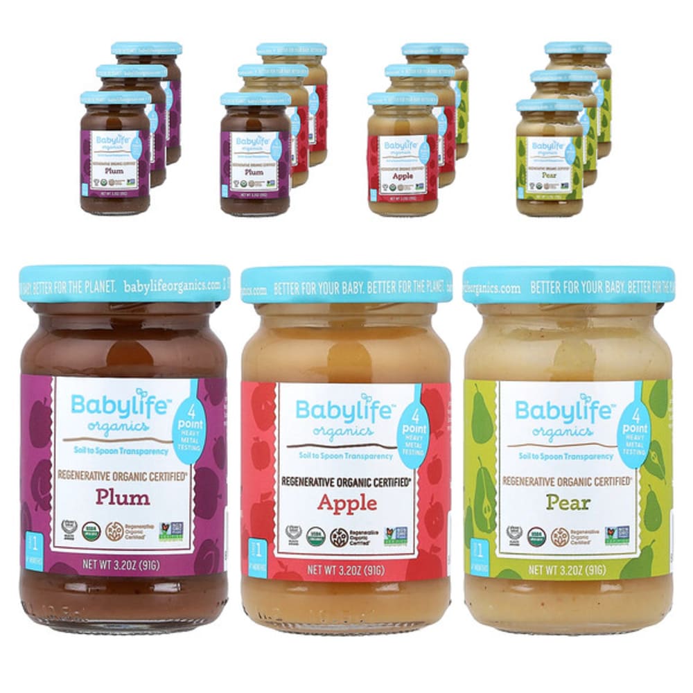 Babylife Organics Baby Food 4 Months Variety Pack 12 Jars 3 2 Oz 91 G Each