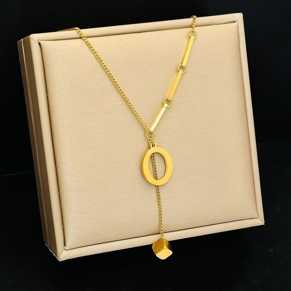 All-match Letter Necklace Cube Pendant Jewelry Accessories Luxurious Fashion Chain Mother's Day