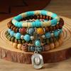 Bohemian Turquoise Beaded Bracelet Set Middle Eastern Prayer Beads Handmade Adjustable Ethnic Stacking Vacation Bracelets
