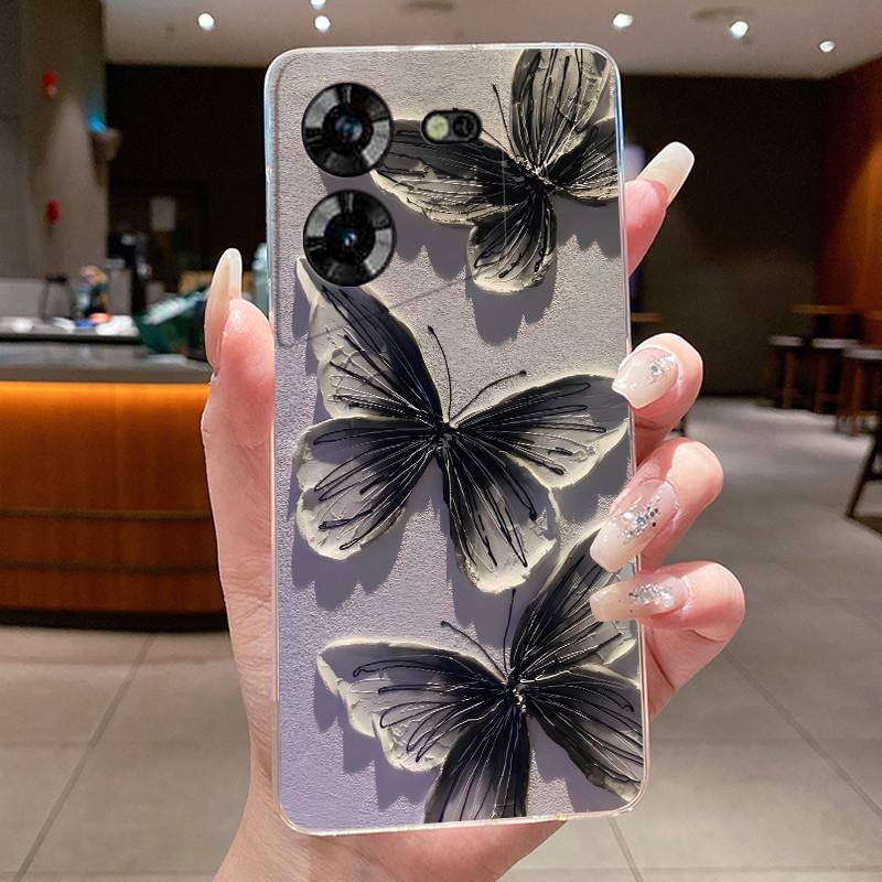 Для Tecno Pova 5 LH7n 5Pro LH8n Чехол для телефона Tecno Pova 5 Pro Чехол Прозрачный Роскошный Модный Бабочки Цветы Мягкий ТПУ Силиконовый Чехол