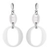 Earrings - Kely - 925 Rhodium-Plated Solid Silver - Large Model - White Ceramic - Push System