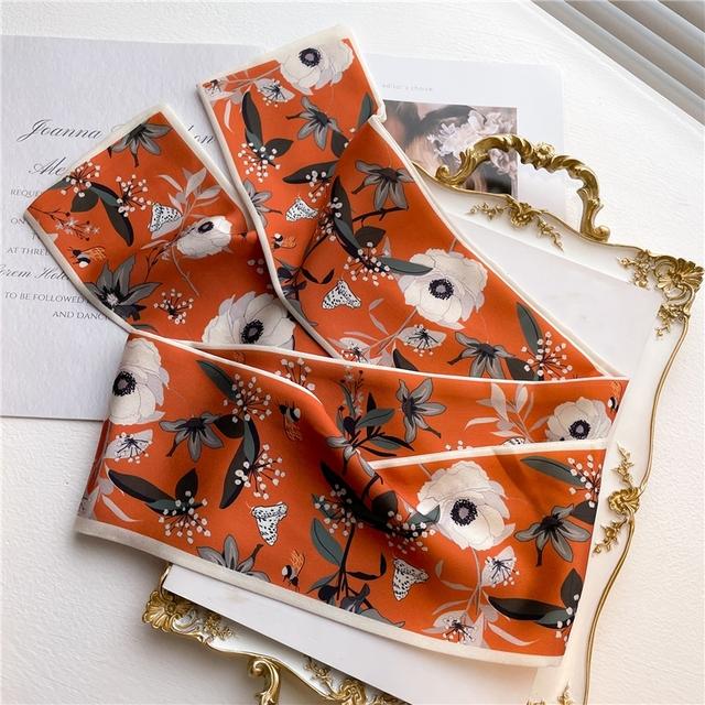 Silk Ribbon Scarf Satin Headkerchief Luxury Long Hair Hand Design Fashion Print Wrist Foulard Bandana Neck Tie Scarves