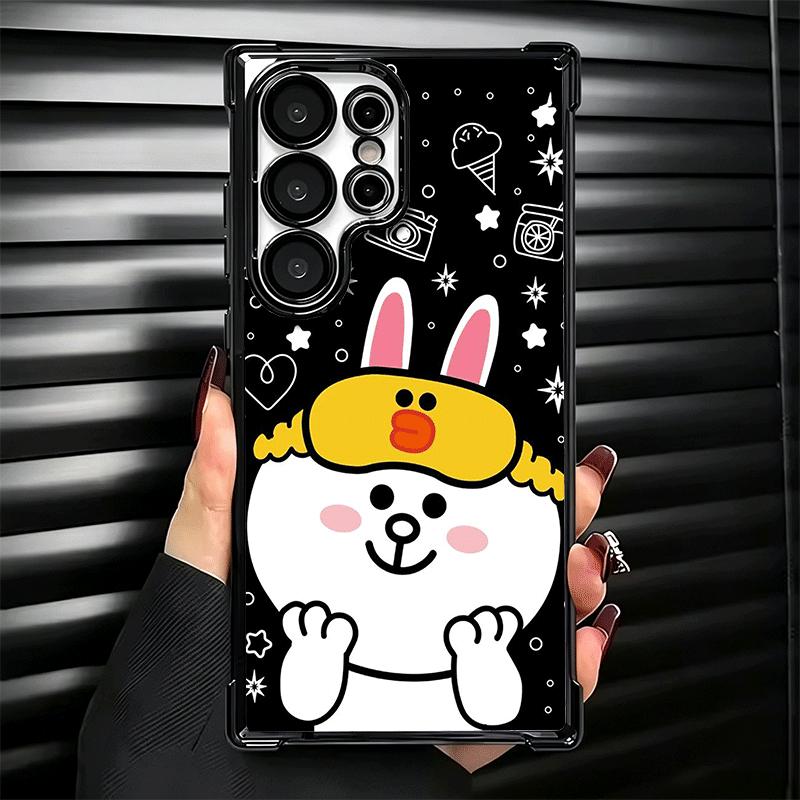 Cartoon Bear B-Browns C-Conys Plating Phone Case For Samsung Galaxy S24 S25 FE S26 Edge S23 Ultra S22 S21 Plus S20 Anti-Fall Air