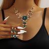 Women Flower Necklace Earrings Jewelry Set Wedding Banquet Party Festival Gift