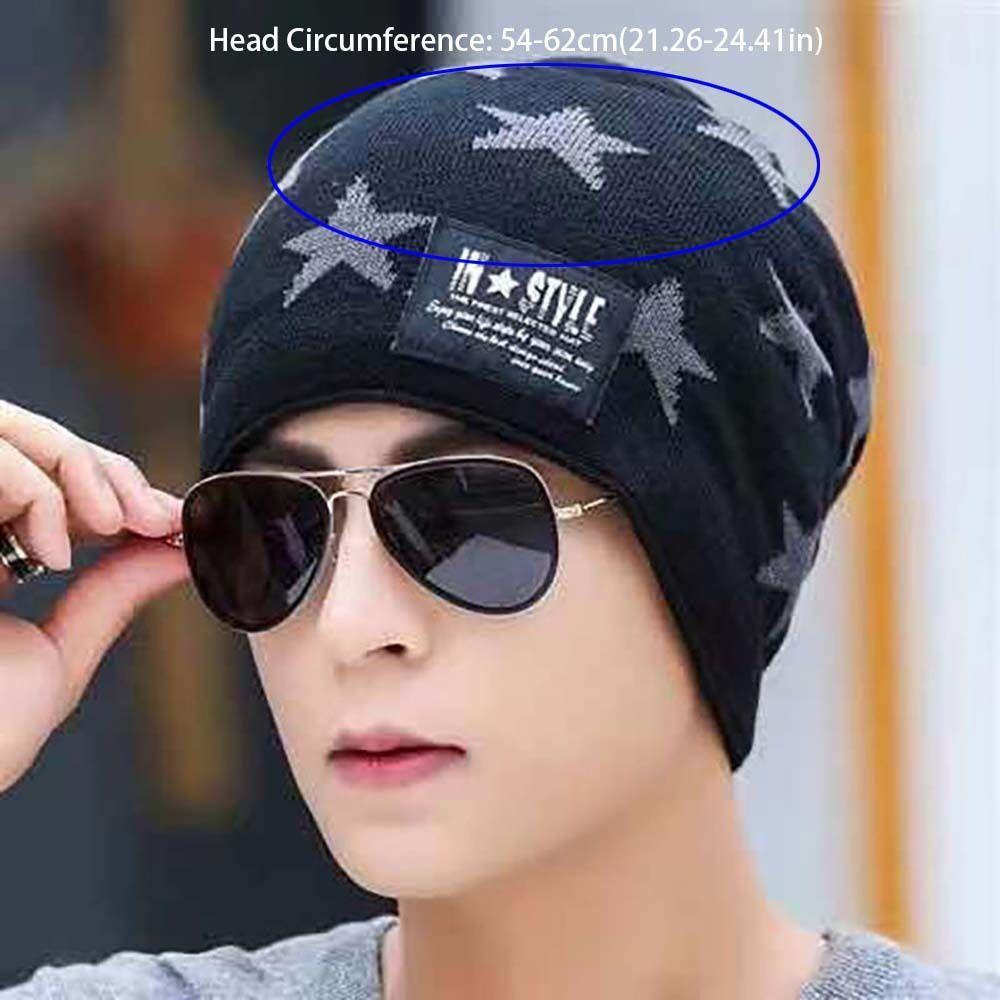 Plush Men's Beanie Cap Star Neck Scarf Hat Fashion Winter Hat Scarf Set Female/Male