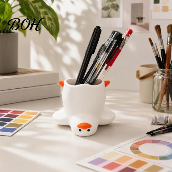 Gel Pen Storage Container Upside Down Duck Holder, 3D Printed Desk Organizer, Funny Desktop Stationery Holder for Office School, Creative Gift