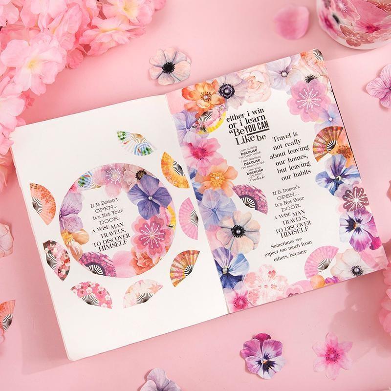 1Roll Cute Flower Washi Tape Set Scrapbooking Decoration DIY Journal Stickers Label