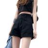Классическая и минималистская мода универсальные женские летние облегающие свободные шорты с подвернутым краем и высокой талией А-силуэта с широкими штанинами для улицы Индивидуальность