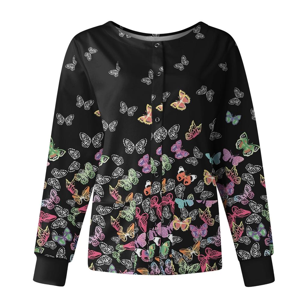 Женские топы с длинными рукавами и карманами, рабочий воротник-стойка, однобортный защитный комбинезон, куртка, топ