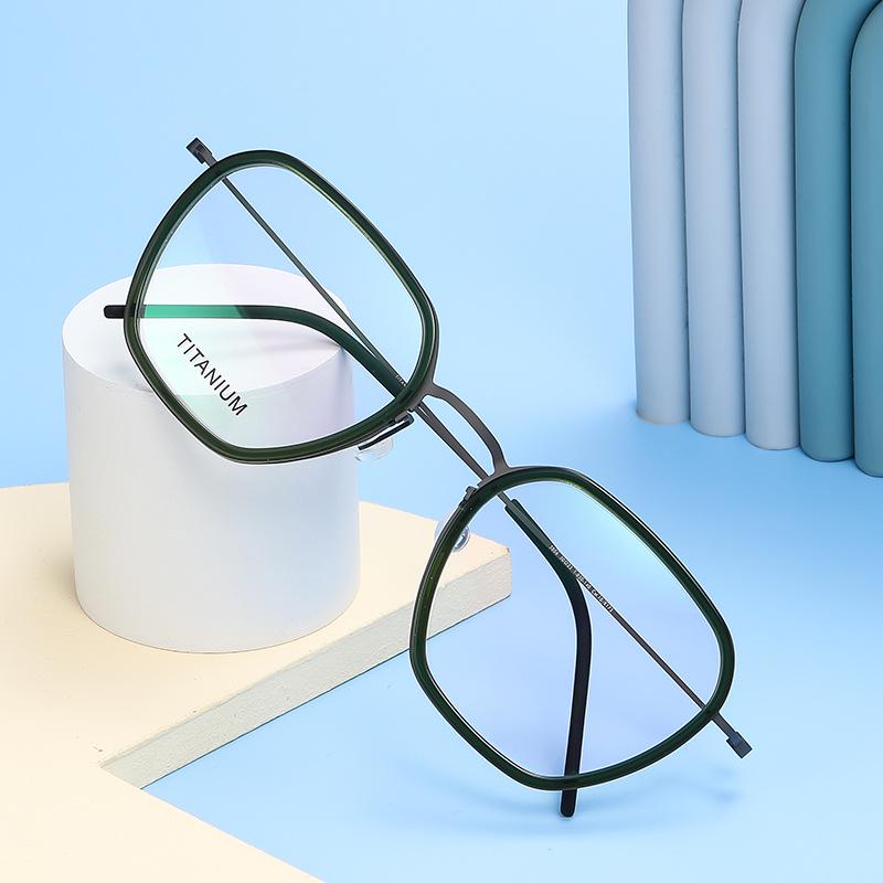 Linde Pure Titanium Women's Literary Fashion Glasses, Retro Acetate Frame for Business or Commute, Unisex Style