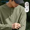 Jeanswest Men's Pure Cotton Long-Sleeve Henley T-Shirt