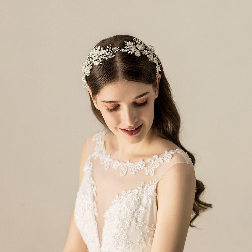 Жемчужные свадебные головные уборы Цветочные украшения Свадебный головной убор Аксессуары для волос Головной убор Женщины Свадебный