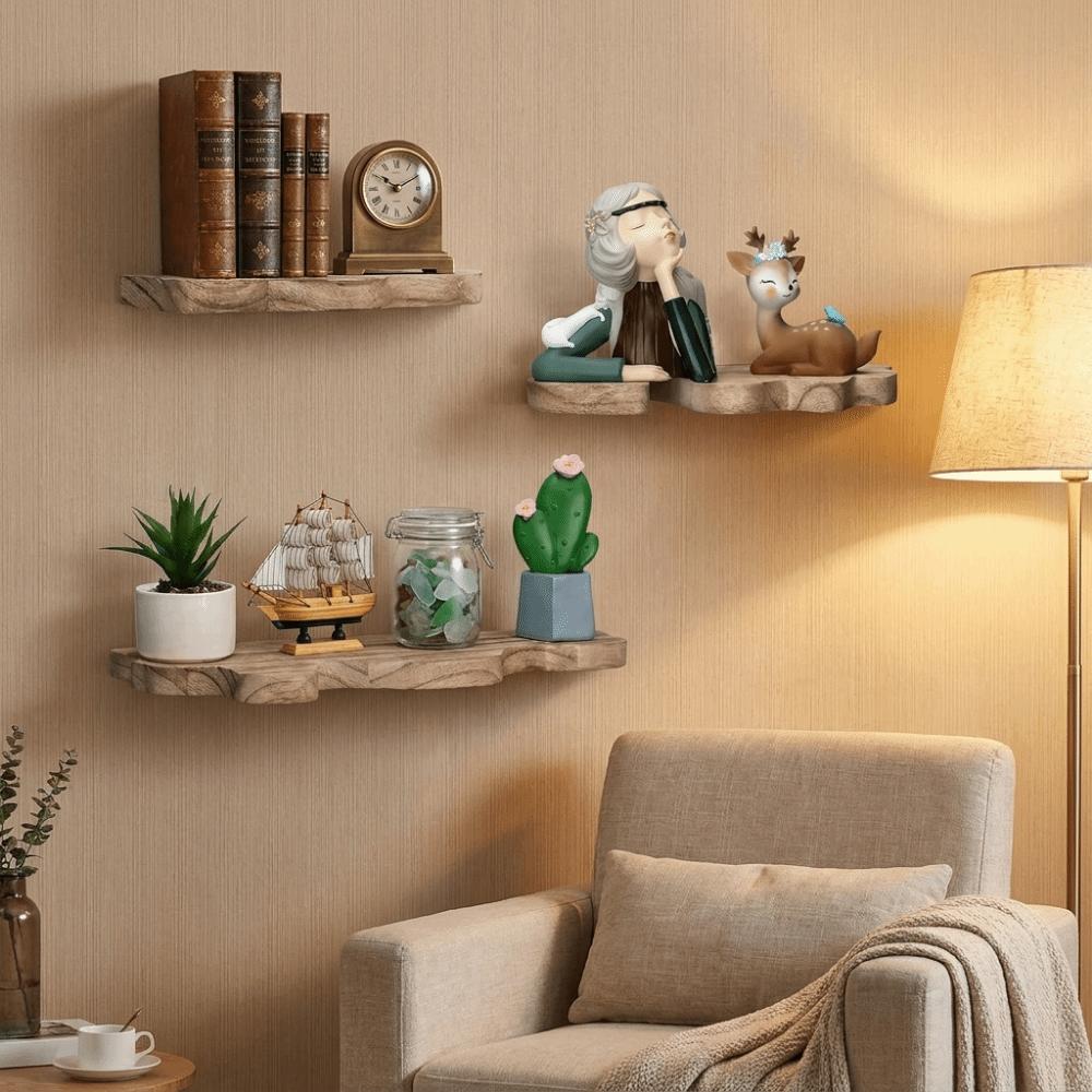 Rustic Cloud Shaped Wall Display Shelves Wall Mounted Picture Display Rack Bedroom
