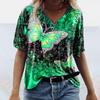 Summer Butterfly 3D Print T-shirt Women Streetwear Fashion Casual T Shirts Tops Woman Harajuku V-Neck Tees Oversized Clothing