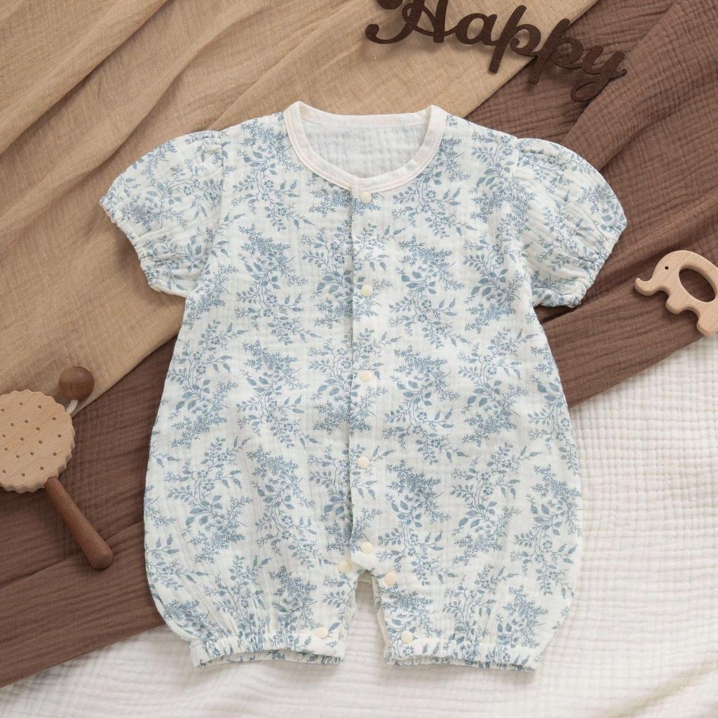Adorable Floral Print Summer Romper Set for Baby Girls - 0 to 12 Months