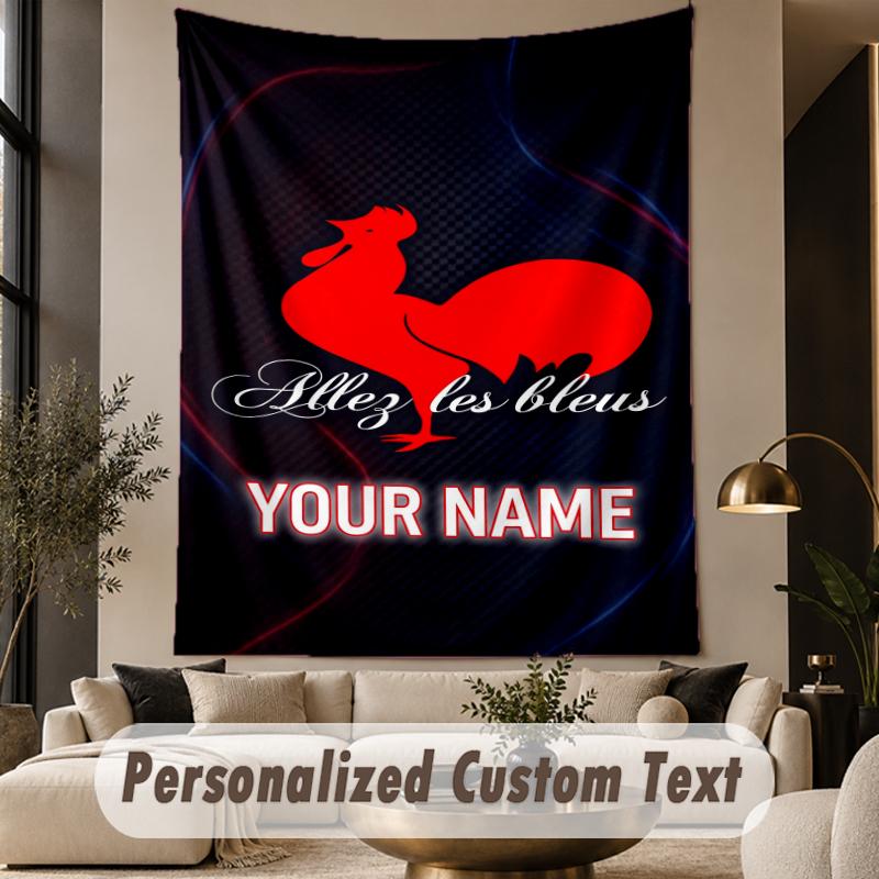Custom Text Tapestry France national football team Print Wall Tapestry Indoor Living Room Wall Decor