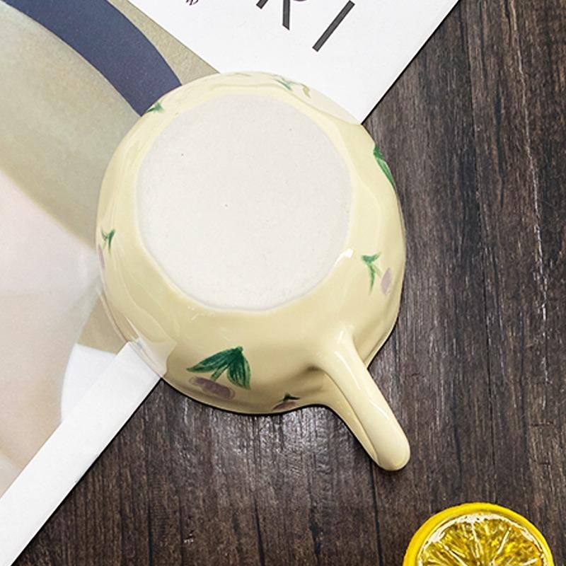 Керамические кружки с необычным цветком, кофейные, молочные, желтые, сжатые вручную чашки, симпатичные, в корейском стиле, овсяные, для завтрака, сока, черного чая, кавайные чашки