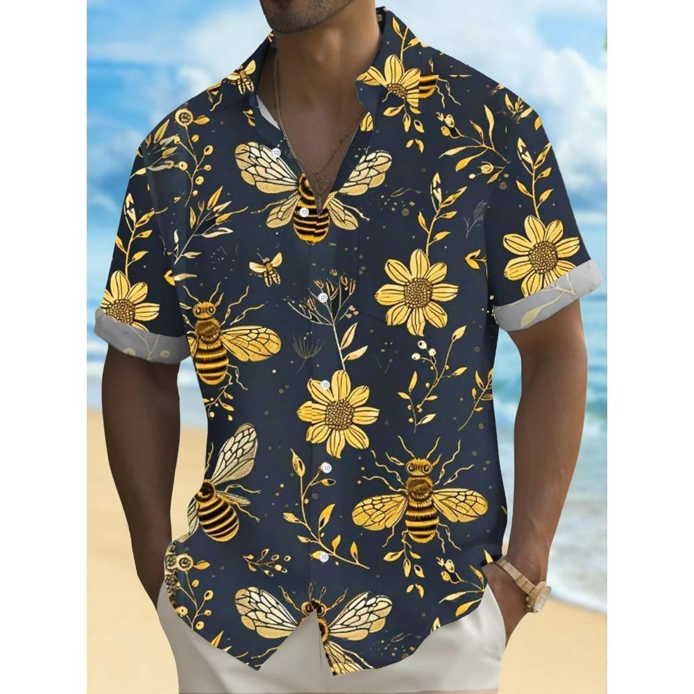 Beach Flower Men's Shirt 3d Print Hawaiian Short Sleeve Shirts For Men Summer Casual Shirt Loose Oversized Short Sleeve Tops