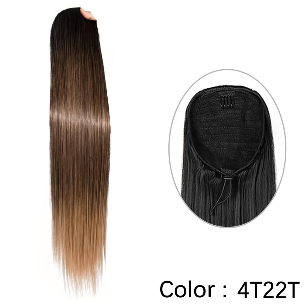 LISI HAIR Синтетические длинные прямые волосы для наращивания хвоста с зажимом из натуральных волос на шнурке для женщин для наращивания волос