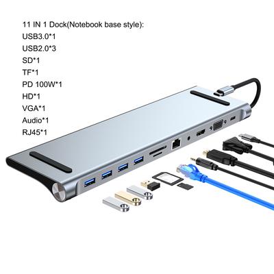 11 в 1 USB-C Type C HD PD 100 Вт 4K USB 3.0 HD Адаптер ХАБ Многофункциональная Док-станция