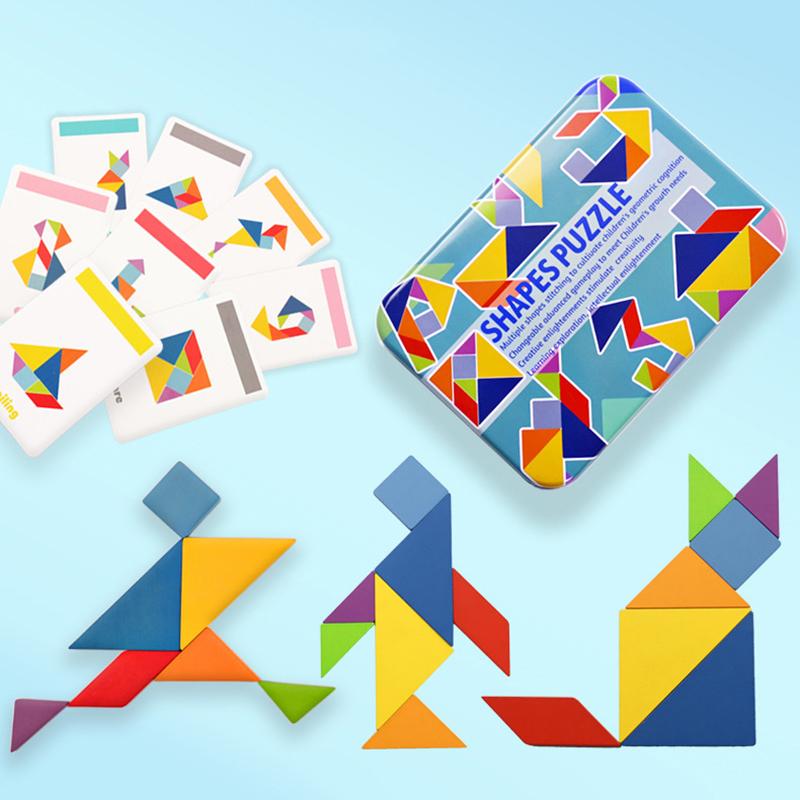 3D Wooden Pattern Animal Jigsaw Puzzle Colorful Tangram Toy Kids Montessori Early Education Sorting Games Toys Children Gift